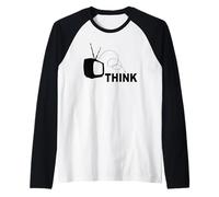 Regalo Divertente Pensare Fuori dalla Scatola Idiota TV Media Televisione Maglia con Maniche Raglan