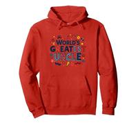 Regalo Divertente per celebrare Lo Zio più Grande del Mondo Felpa con Cappuccio, Unisex per Adulti, Rosso, M