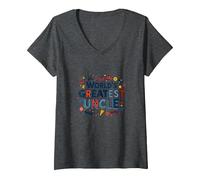 Regalo Divertente per celebrare Lo Zio più Grande del Mondo Maglietta con Collo a V, Donna, Grigio Scuro, XL