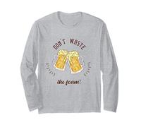 Regalo divertente per gli amanti della birra con scritta "Don't Waste The Foam!" Maglia a Manica