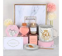Regalo Donna Compleanno 60 Anni, Set Regalo Tazzine da Caffè per Donna, Scatola Regalo, Tazza da Caffè, Candele profumate, Regali per coccole, Idea Regalo Compleanno 60 Anni Migliori Amici, Sorella
