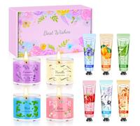 Regalo Donna Compleanno I Cofanetto Regalo Donna per Natale, Festa della Mamma, San Valentino e Anniversari I 4 Candele Profumate e 6 Creme per le Mani