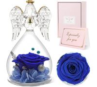 Regalo Donna,Rosa Stabilizzata Vera Con Angelo Di Vetro Regalo Mamma,Rosa Eterna