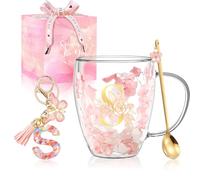 Regalo Donne Tazze da Caffè Regalo Compleanno Originale per Lei Tazze da Tè Espresso Personalizzate Regali Matrimonio Amicizia Carine Tazze in Vetro Doppia Parete Regali Natale Accessori Rosa