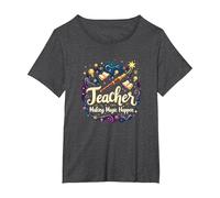 Regalo educativo ispiratore per Insegnante Che Fa la magia accadere Maglietta, Donna Plus-Size, Grigio Scuro, 4X