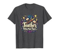 Regalo educativo ispiratore per Insegnante Che Fa la magia accadere Maglietta, Uomo, Grigio Scuro, 6XL