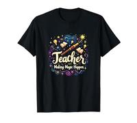 Regalo educativo ispiratore per Insegnante Che Fa la magia accadere Maglietta, Uomo, Nero, L
