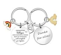 Regalo Elegante per Collega: Set con Portachiavi in Acciaio Inox, Scatola Nera e Sacchetto Rosso, Perfetto per Occasioni Speciali