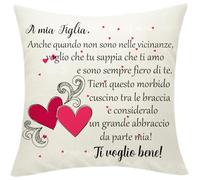 Regalo Figlia Federe Cuscini Copricuscino Decorativo con Messaggio d'Amore per Figlia, 45x45 cm, Divertenti Regalo Figlia Natale Regali Figlia Compleanno Regali Per La Figlia