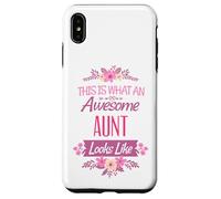 Regalo floreale con scritta "This is what an awesome aunt looks like" Custodia per iPhone XS Max
