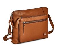 Regalo for donna, una borsa a tracolla di alta qualità con tripla cerniera, una piccola e morbida borsa a mano realizzata in vera pelle con motivo a ciottoli.(Cognac Nappa)