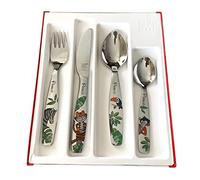 Regalo Grabado - Posate personalizzate per bambini in acciaio inox 18/10 | Incisione permanente con nome e data | Regalo per battesimo, compleanno | (Jungla)