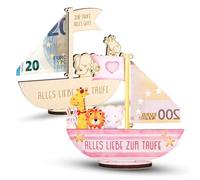 Regalo In Denaro Per Battesimo, 2 Set Dell'Arca Di Noè In Legno, Regali di Denaro Creativi, Aarca di Noè Regalo Battesimo, per Bambini e Bambine