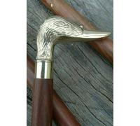 Regalo in stile vintage in ottone argentato con testa d'anatra, bastone da...