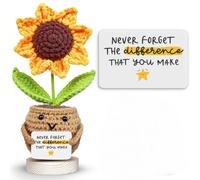 Regalo ispiratore per donne, bambola all'uncinetto con girasole positivo, con biglietto "Never Forget The Difference You Make", regalo di apprezzamento edificante per amiche, sorelle, colleghe, mamme