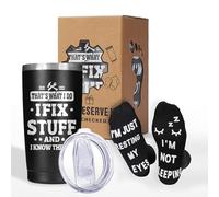 Regalo ispiratore per uomini, ringraziamento, Natale, compleanno per amici, colleghi, papà, figlio, marito, set regalo unico per la festa del papà, tazza termica da 590 ml, con calzini antiscivolo