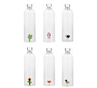 Regalo Italiano Bottiglia Decoro Figure Assortite 3D 1 Lt Vetro Trasparente 1 Pz