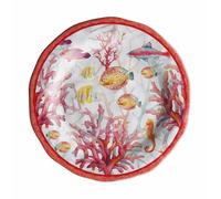 Regalo Italiano Piatto Frutta Melamina Shell D 22 Cm H 2 Cm Rosso 1 Pz