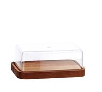 Regalo Italiano Portaformaggio Plastica con Base Legno 18 x 12 Cm H 7 Cm