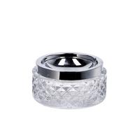 Regalo Italiano Posacenere a Molla in Vetro e Metallo D 12 Cm H 6 Cm