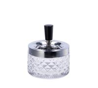Regalo Italiano Posacenere a Molla in Vetro e Metallo D 9,5 Cm H 11,5 Cm