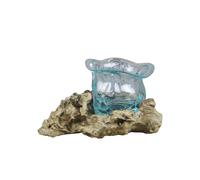 Regalo Italiano Radice Legno Naturale con Vaso H 14 x 10 x 10 Cm Celeste