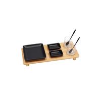 Regalo Italiano Set 7 Pz Finger Food e Vassoio Bambu 34 x 16 Cm Nero