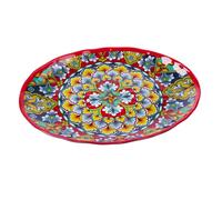 Regalo Italiano Vassoio Ovale Rian in Melamina 40 x 30 Cm H 3 Cm Rosso Blu