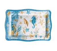 Regalo Italiano Vassoio Rettangolare Melamina Shell 30 x 21 Cm H 2 Cm Blu 1 Pz