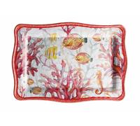 Regalo Italiano Vassoio Rettangolare Melamina Shell 30 x 21 Cm H 2 Cm Rosso 1 Pz