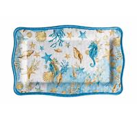 Regalo Italiano Vassoio Rettangolare Melamina Shell 36 x 23 Cm H 2 Cm Blu 1 Pz