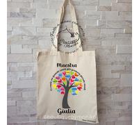 Regalo Maestra Borsa Cotone Personalizzata con i nomi dei bimbi e della maestra