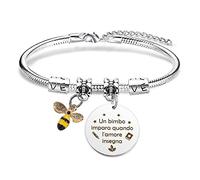 Regalo Maestra Bracciale, Fine Anno, Personalizzato Per Insegnante - Un bimbo impara quando l'amore insegna