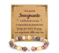 Regalo Maestre Fine Anno Bracciale Maestra Regalo per Insegnante Pietre Naturali Regali per Insegnanti Regali Maestre Fine 5 Elementare Scuola Primaria Asilo Professoresse Pensione Compleanno Natale