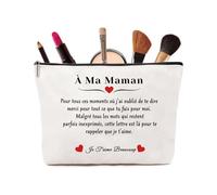 Regalo Mamma - Piccolo astuccio per il trucco con design semplice e testo, regalo di compleanno mamma, astuccio elegante e durevole, bianco, Borsa per trucco in tela compatta