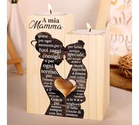 Regalo Mamma, Regalo Mamma Compleanno, Regali per Mamma Madre da Parte Della Figlia, Regalo Festa Della Mamma Natale, Regali Mamma Compleanno - Idee Portacandele in Legno