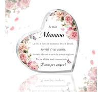 Regalo Mamma, Regalo Mamma Compleanno, Targa in acrilico a forma di cuore creativo, regalo di Natale per la Mamma