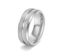 Regalo Matrimonio Coppia, Anello a Fascia Argento Donna Acciaio Inossidabile Taglia 22 8mm Doppia Fila Smerigliata Custom Regalo per Migliore Amico