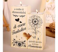Regalo Natale Donna, Regalo Donna Compleanno - Idee Portacandele in Legno, Regalo Amica Natale Compleanno, Regalo per Migliori Amici, Sorelle, Colleghi, Moglie, Madre, Regali Natale 2024 Offerte