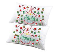 Regalo Natale federe Natalizie Coppia di federe Personalizzabili matrimoniali Divertenti Decorazioni Natale Personalizza con Nome