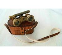 Regalo nautico tascabile per binocolo in ottone antico con custodia in...