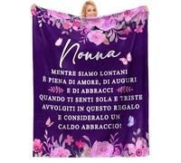 Regalo Nonna, Coperta Per La Nonna, Coperta Creativa D'Amore E Benedizione Adatta Come Regalo Di Compleanno, Natale E Festa Della Mamma, Con Fiori E Farfalle Viola, 157 X 132cm