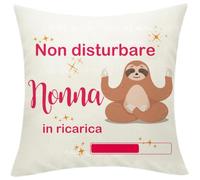 Regalo Nonna Federe Cuscini Copricuscino Decorativo 'Nonna in Ricarica', 45x45 cm, Compleanno Regali Nonna