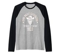Regalo Occidentale per Il Compleanno di Best Cowboys Were Born in 1933 Maglia con Maniche Raglan