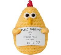 Regalo originale donna uomo, pollo positivo divertente e motivatore, peluche compleanno, Natale, amico invisibile, decorazione ufficio e casa, idea divertente coppia, amici (pollo in spagnolo)