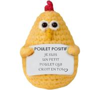 Regalo originale donna uomo, pollo positivo divertente e motivatore, peluche compleanno, Natale, amico invisibile, decorazione ufficio e casa, idea divertente coppia (pollo in francese)