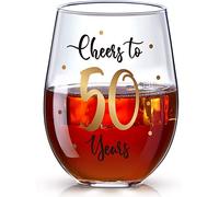 Regalo per 50° compleanno, bicchieri da vino per 50° compleanno, per uomini e donne, per feste di 50° compleanno, matrimonio, anniversario, regalo, 480 ml, senza stelo