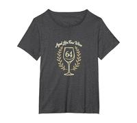 Regalo per 64° Compleanno: Invecchiato Come Un Buon Vino Maglietta, Donna Plus-Size, Grigio Scuro, 3X