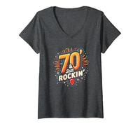 Regalo per 70° Compleanno da Uomo - 70 & Still Rockin' Maglietta con Collo a V, Donna, Grigio Scuro, XL