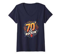 Regalo per 70° Compleanno da Uomo - 70 & Still Rockin' Maglietta con Collo a V, Donna, Navy, S